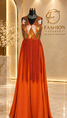 Fringe orange gown