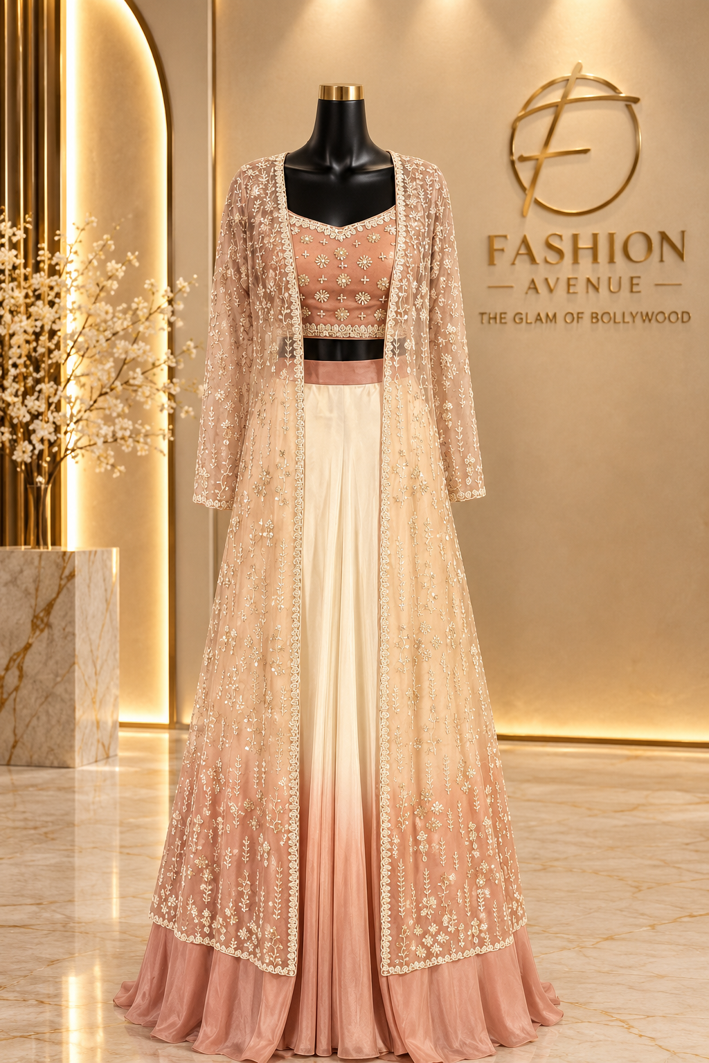 Peach sheer dress