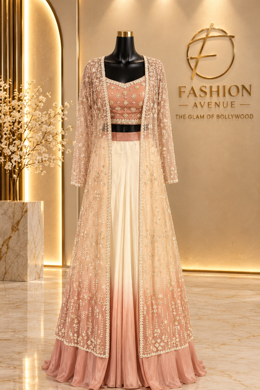 Peach sheer dress