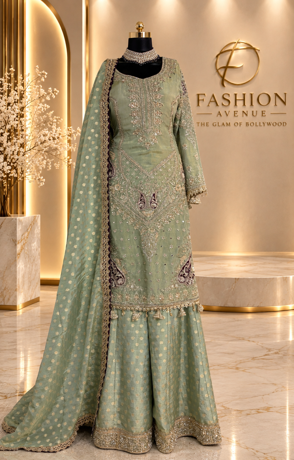 Mint elegance sharara