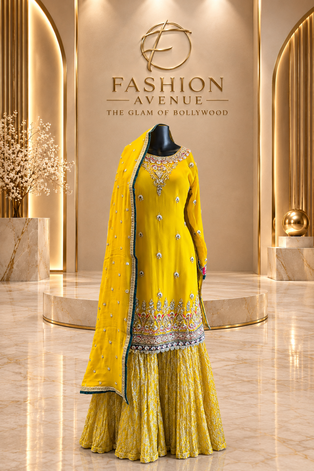 Yellow flowing sharara