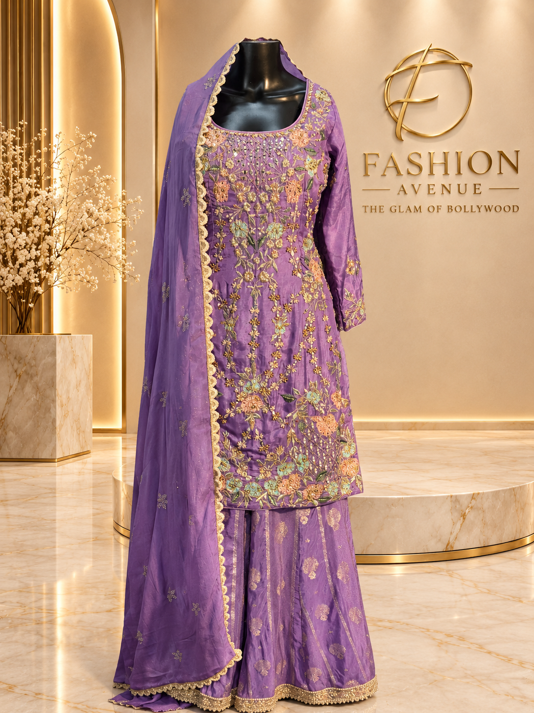 Purple sharara set