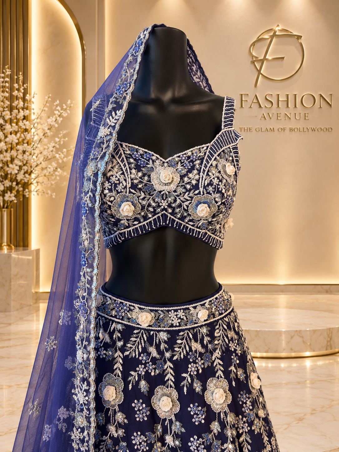 Midnight bloom lehenga