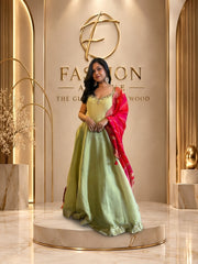Pistachio green & hot pink Anarkali