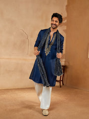 Navy silk kurta