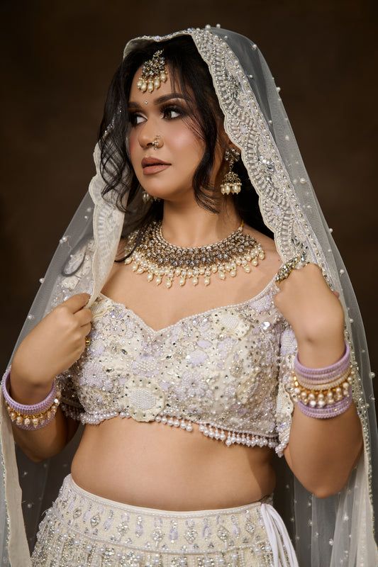 Ivory & Lavender Bridal Lehenga