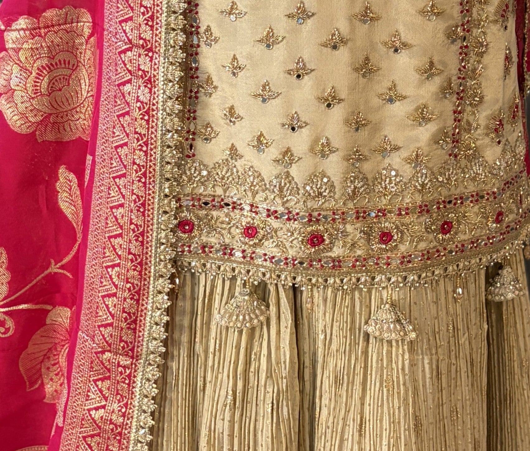 Gold & pink banarasi sharara