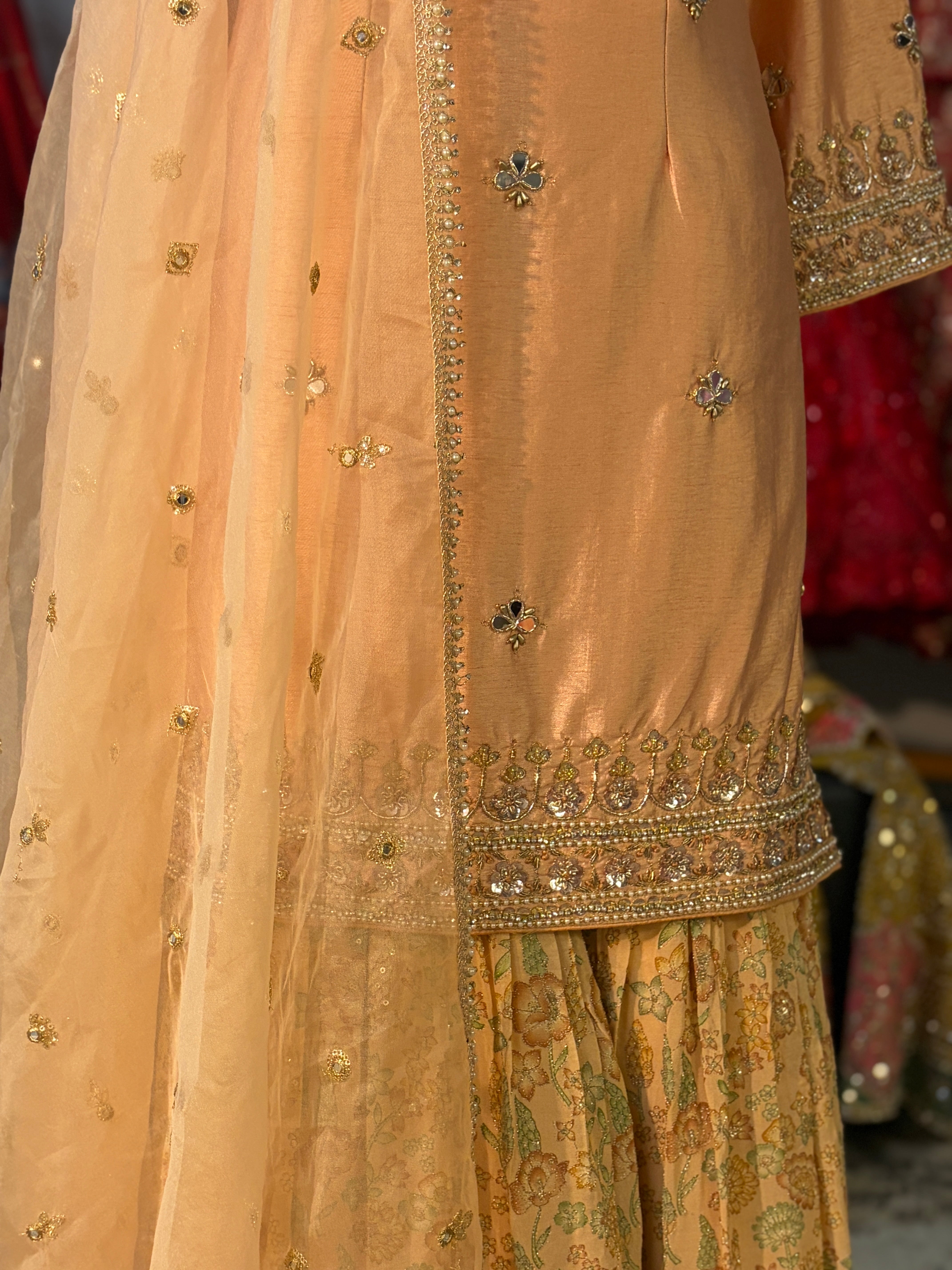Peach gold sharara