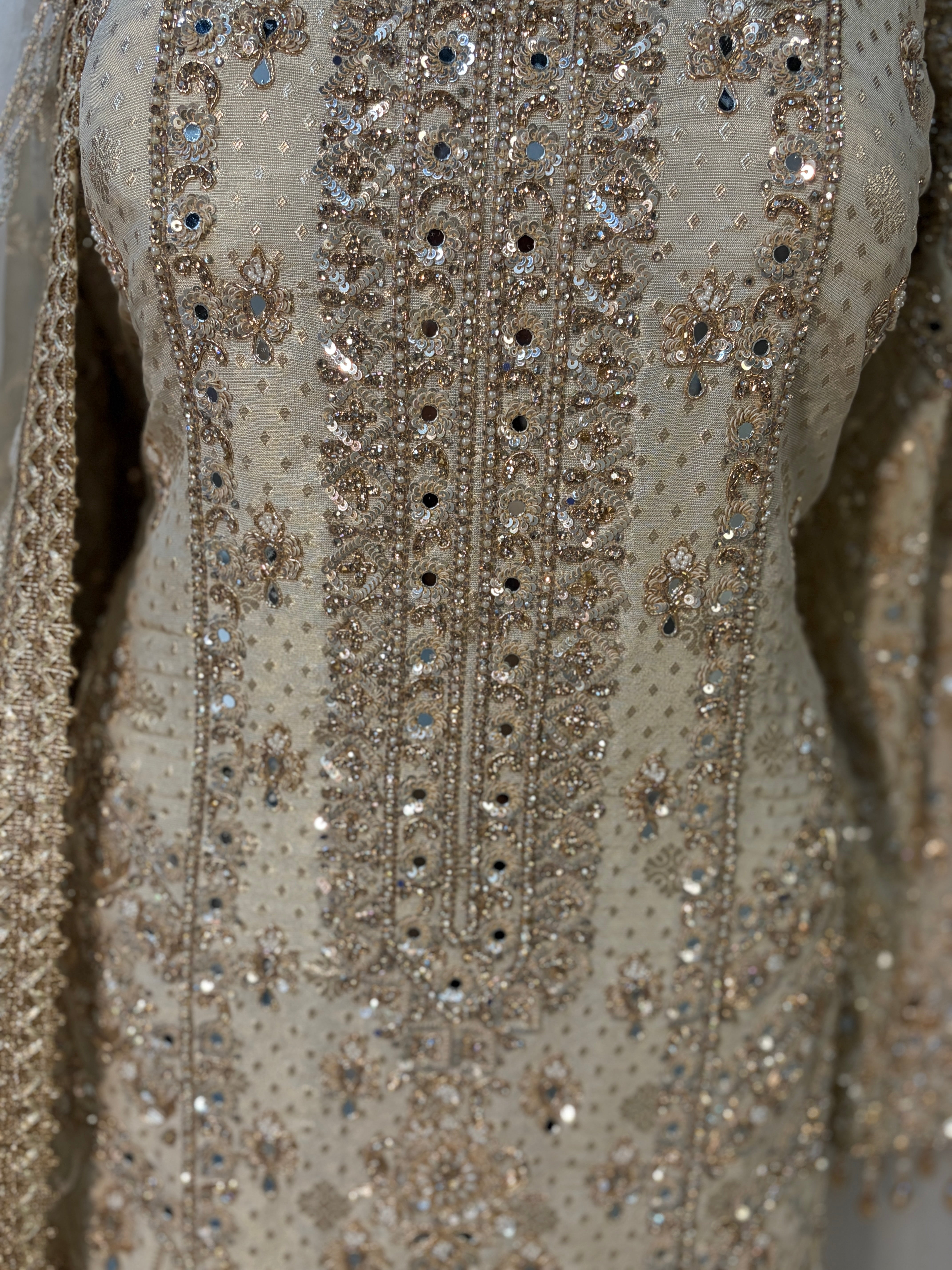 Ivory Gold Bridal Sharara with veil