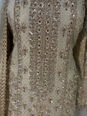 Ivory Gold Bridal Sharara with veil