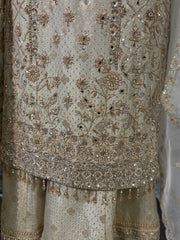Ivory Gold Bridal Sharara with veil