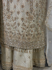 Ivory Gold Bridal Sharara with veil