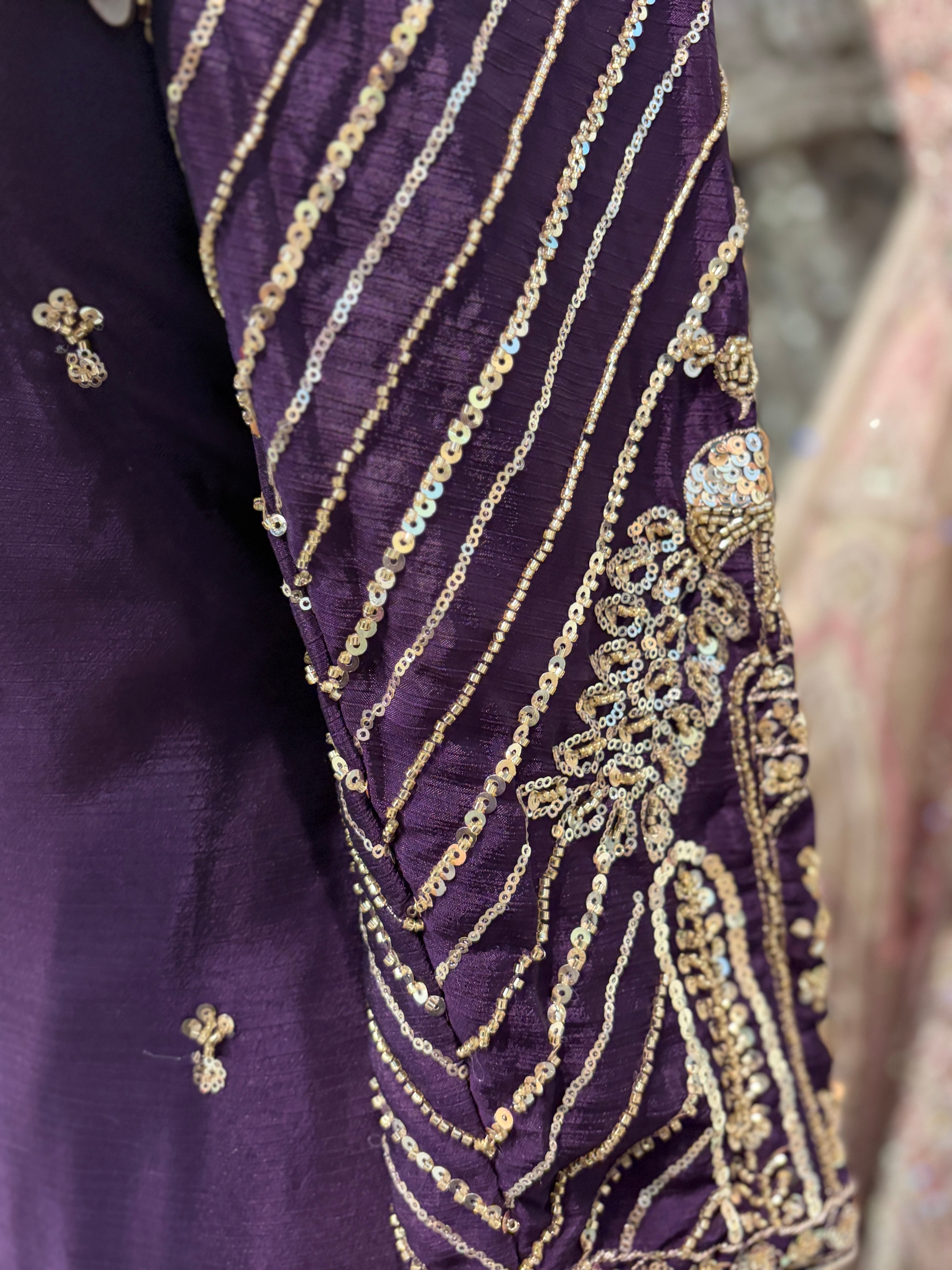 Dark purple sharara set