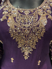 Dark purple sharara set