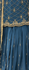 Dark Teal Embroidered Sharara Set