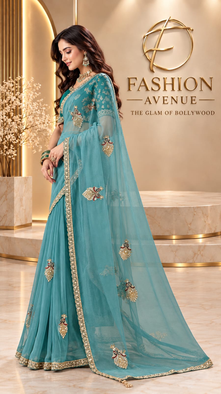 Peacock Teal Saree