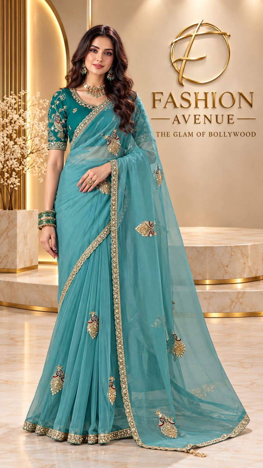 Peacock Teal Saree
