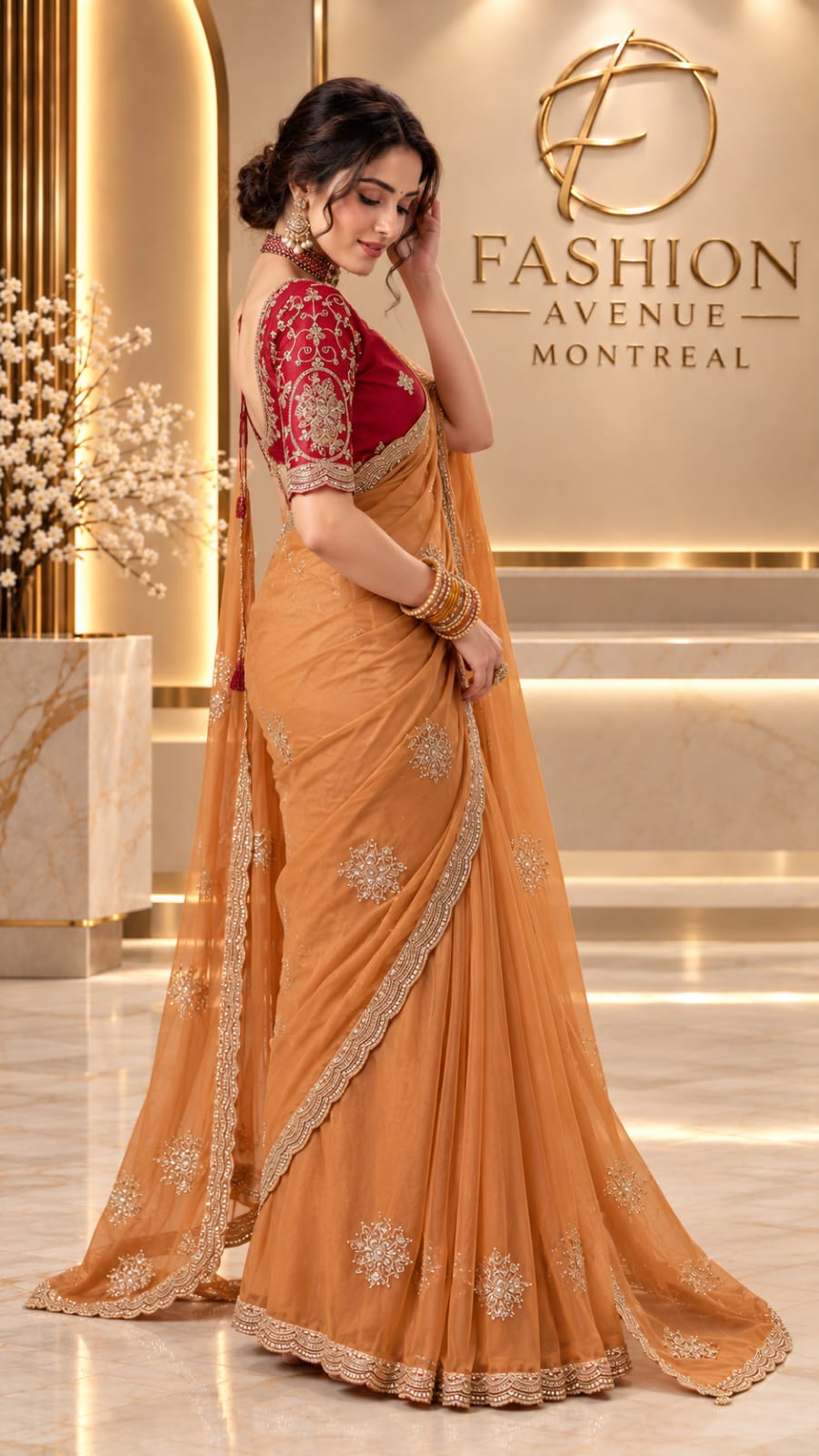 Caramel Orange Saree