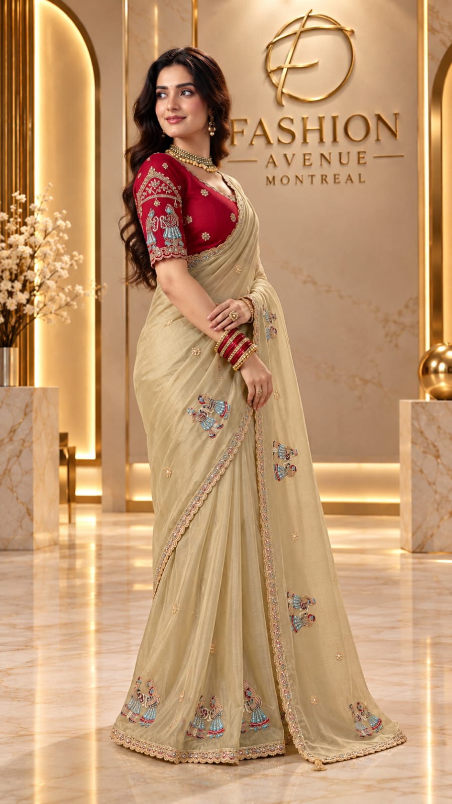 Bride Groom Embroidered Saree
