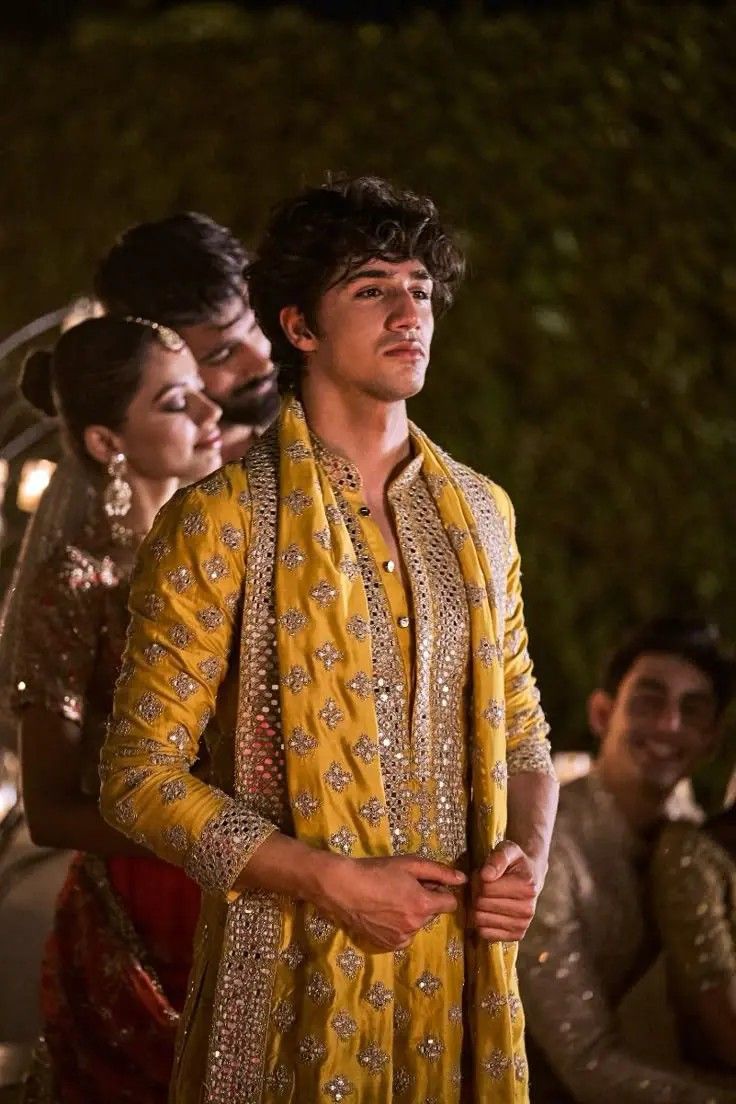 Yellow mirror kurta