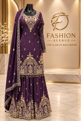 Dark purple sharara set