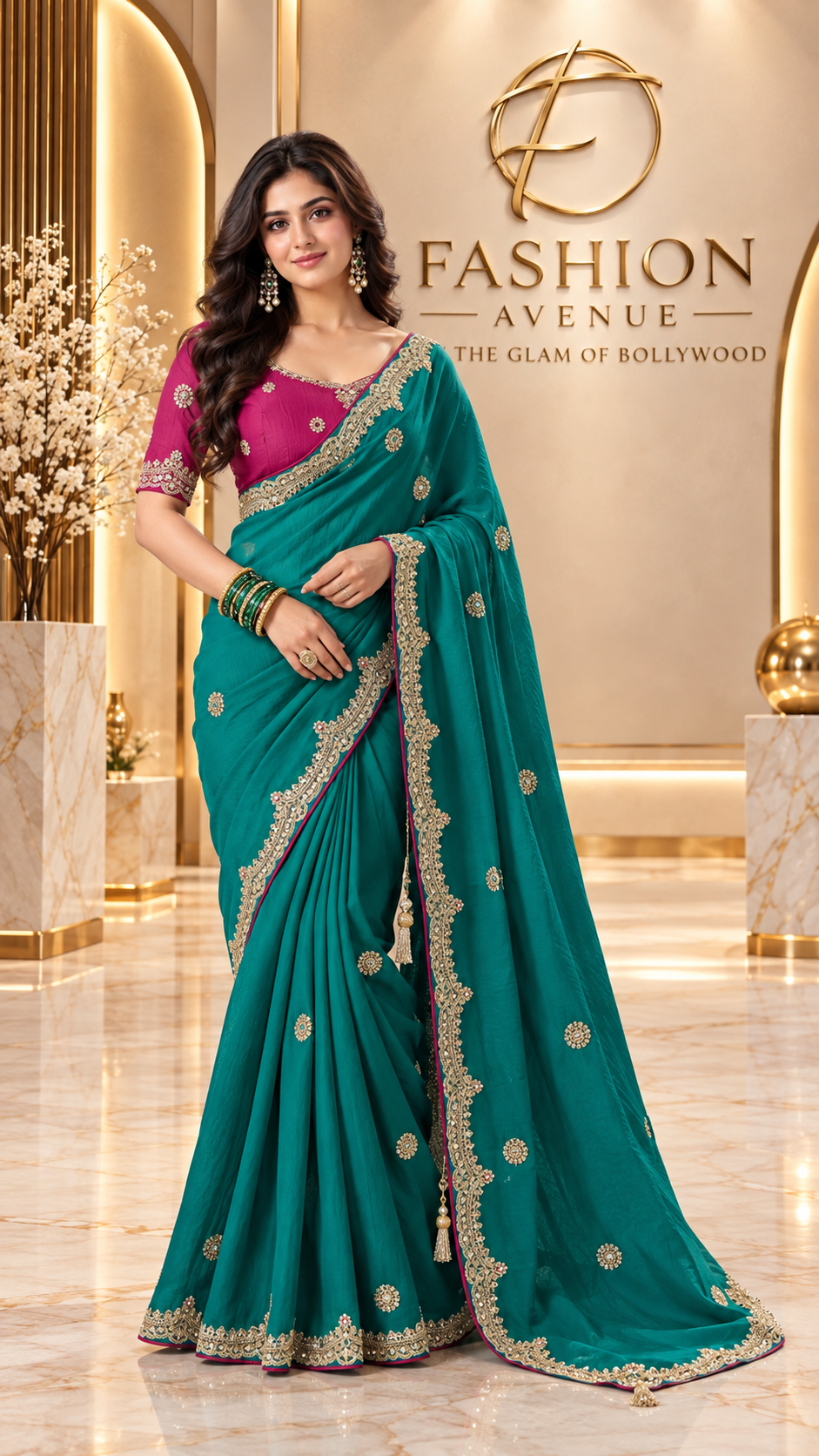 Teal Magenta Elegant Saree