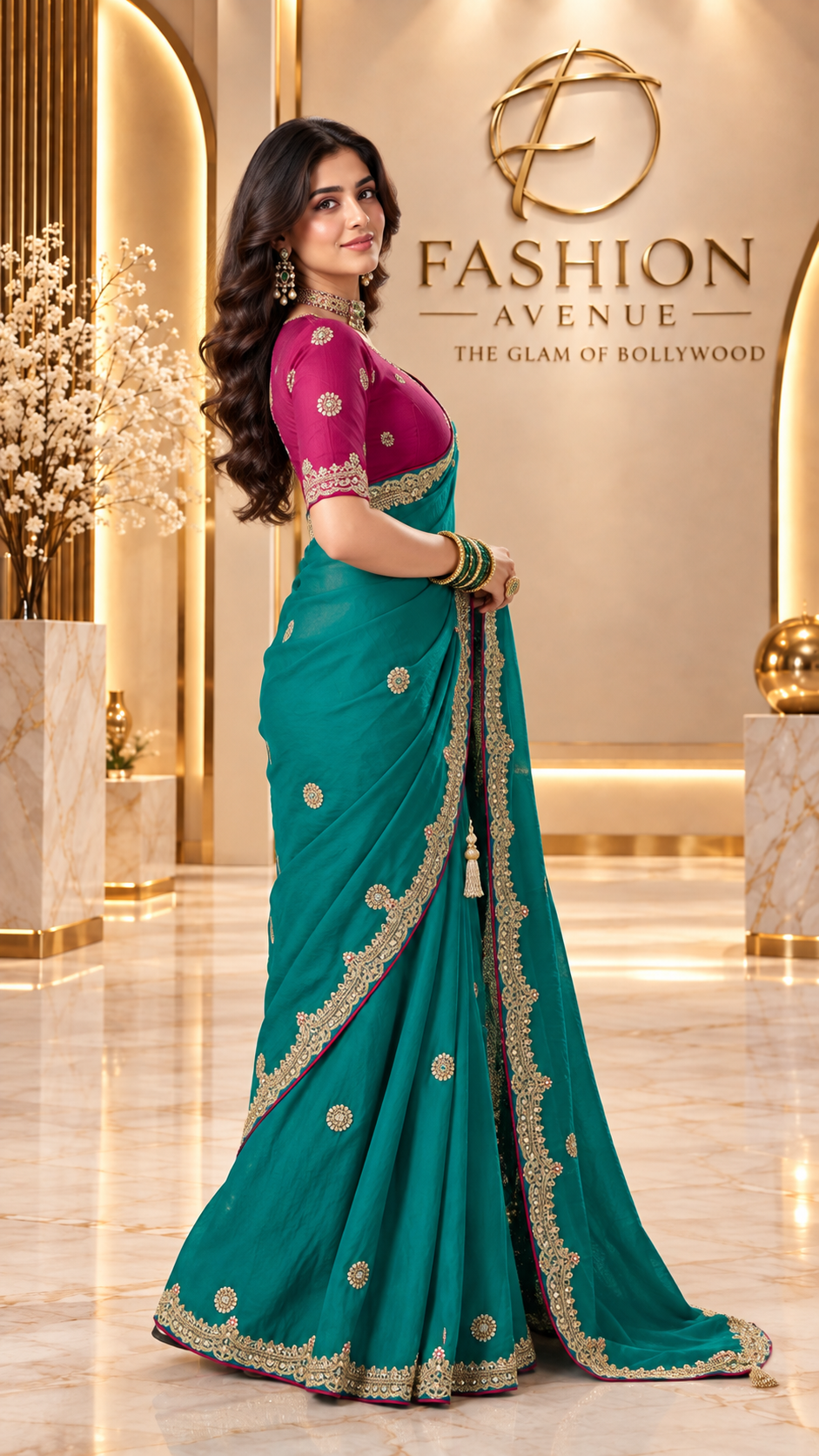 Teal Magenta Elegant Saree