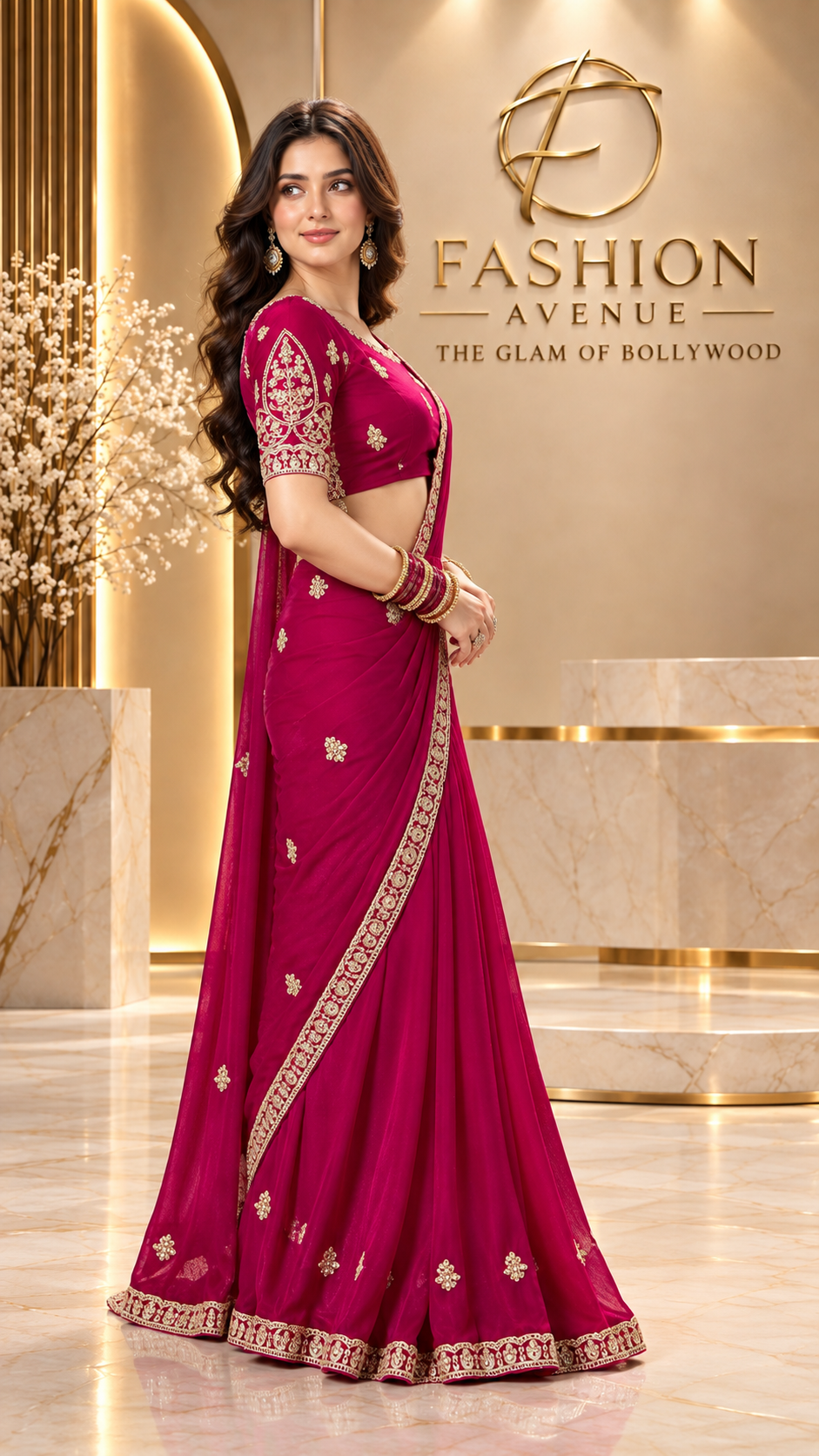 Royal Maroon Embroidered Saree