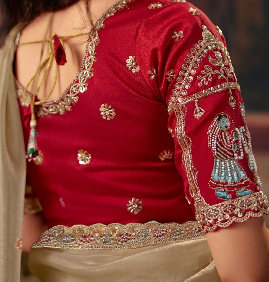 Bride Groom Embroidered Saree